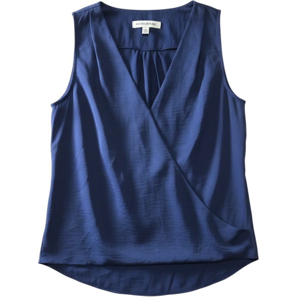Banana Republic Sleeveless Wrap Front Top Navy Blue V-Neck Blouse XS